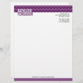 Chic chevron patroon diep paars met twee tinten st persoonlijk briefhoofd (Voorkant / Achterkant)