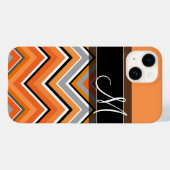 Chic Chevron Pattern Black Grey Oranje Monogram Case-Mate iPhone Case (Achterkant (horizontaal))