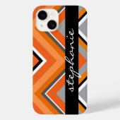 Chic Chevron Pattern Black Grey Sinaasappel met na Case-Mate iPhone Case (Achterkant)
