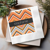 Chic Chevron Pattern Black Grey Sinaasappel met na Servetten