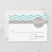 Chic Chevron RSVP | blauwgroen (Voorkant)