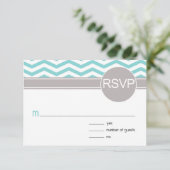 Chic Chevron RSVP | blauwgroen (Staand voorkant)