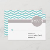 Chic Chevron RSVP | blauwgroen (Voorkant / Achterkant)