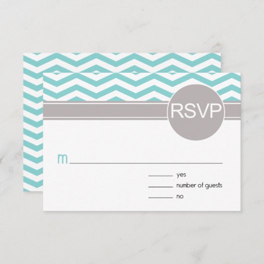 Chic Chevron RSVP | blauwgroen (Voorkant / Achterkant)