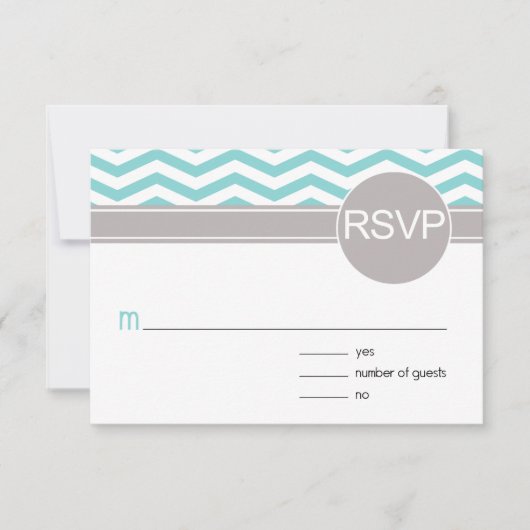 Chic Chevron RSVP | blauwgroen Kaartje (Voorkant)