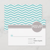 Chic Chevron RSVP | blauwgroen Kaartje (Voorkant / Achterkant)