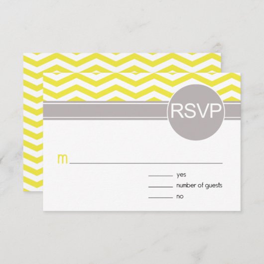 Chic Chevron RSVP | geel (Voorkant / Achterkant)