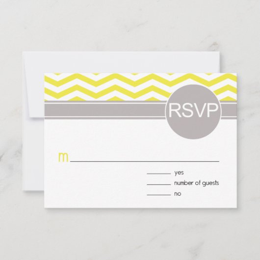 Chic Chevron RSVP | geel Kaartje (Voorkant)