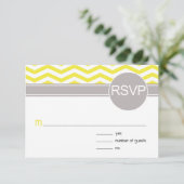 Chic Chevron RSVP | geel Kaartje (Staand voorkant)