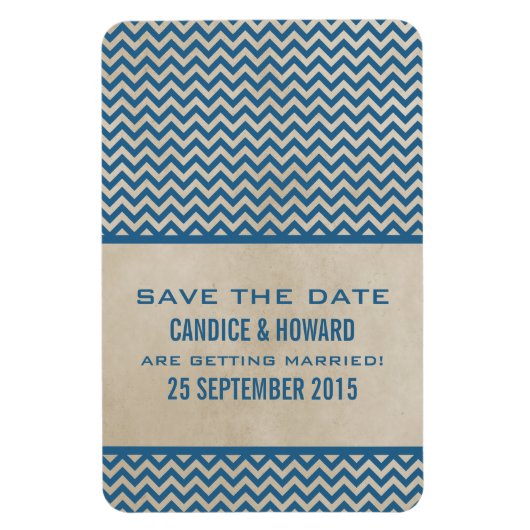 Chic Chevron Save the Date Magnet, Blue Magneet (Verticaal)