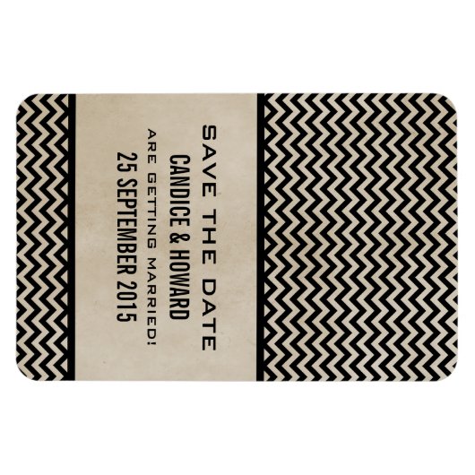 Chic Chevron Save the Date Magnet, Ebony Magneet (Horizontaal)