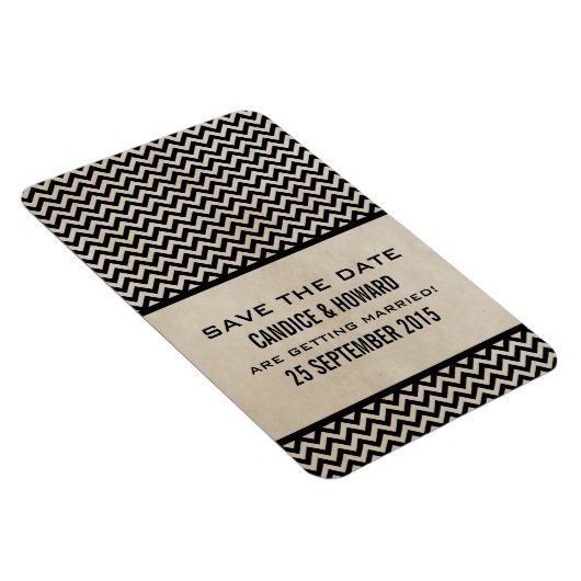 Chic Chevron Save the Date Magnet, Ebony Magneet (Rechterzijde)