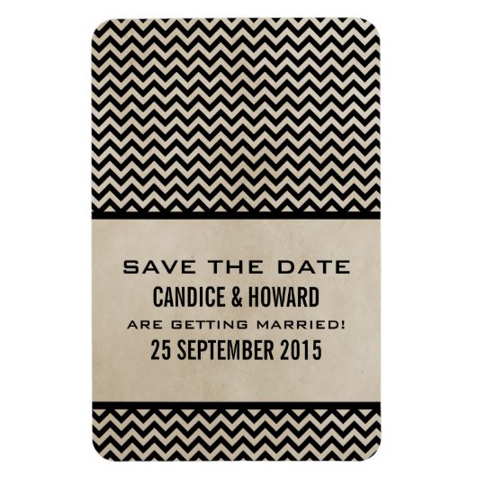 Chic Chevron Save the Date Magnet, Ebony Magneet (Verticaal)