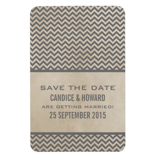 Chic Chevron Save the Date Magnet, Grey Magneet (Verticaal)
