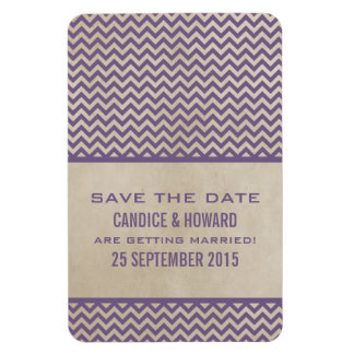 Chic Chevron Save the Date Magnet, Paars Magneet