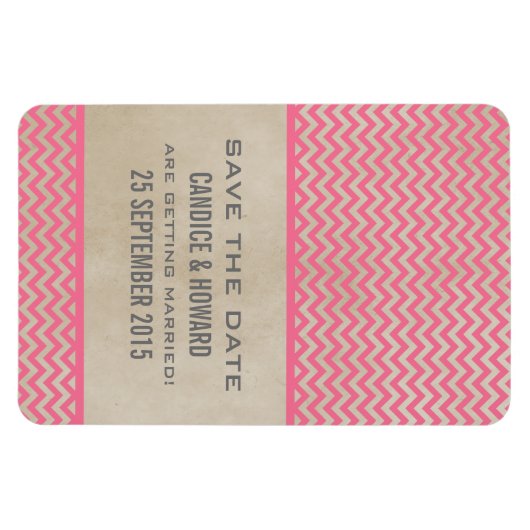 Chic Chevron Save the Date Magnet, Pink Magneet (Horizontaal)