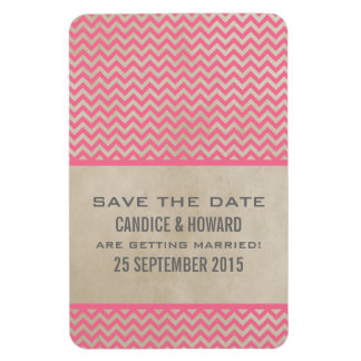 Chic Chevron Save the Date Magnet, Pink Magneet