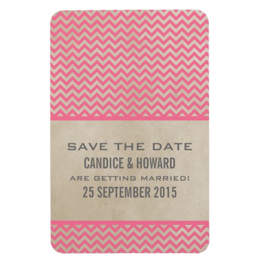 Chic Chevron Save the Date Magnet, Pink Magneet (Verticaal)