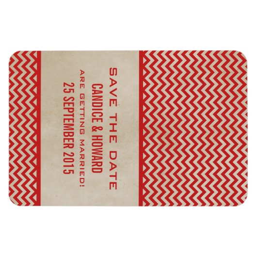 Chic Chevron Save the Date Magnet, Red Magneet (Horizontaal)