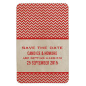 Chic Chevron Save the Date Magnet, Red Magneet (Verticaal)