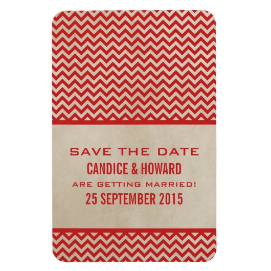 Chic Chevron Save the Date Magnet, Red Magneet (Verticaal)