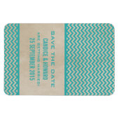 Chic Chevron sparen de Magnet van de Datum, Blauwg Magneet (Horizontaal)