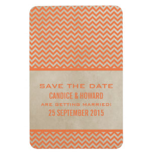 Chic Chevron sparen de Magnet van de Datum, Oranje Magneet