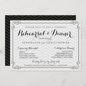Chic Chevron Wedding Rehearsal & Dinner Invitation Kaart (Voorkant / Achterkant)
