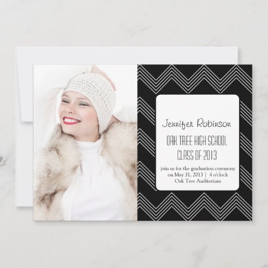 Chic Chevron Zigzag 2 Afstuderen Aankondiging (Voorkant)