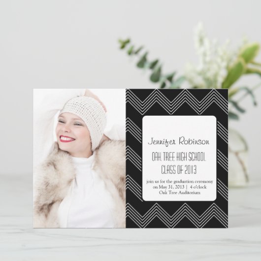 Chic Chevron Zigzag 2 Afstuderen Aankondiging (Staand voorkant)
