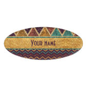 Chic Chevrons Triangles Faux Foil Glitter Naambadge (Voorkant)