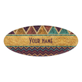 Chic Chevrons Triangles Faux Foil Glitter Naambadge