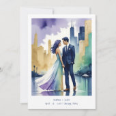 Chic Chicago Iconic Building Colorful Cityscape Kaart (Voorkant)