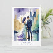 Chic Chicago Iconic Building Colorful Cityscape Kaart (Staand voorkant)