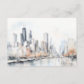 Chic Chicago Illinois City Scape Wedding Details Informatiekaartje (Achterkant)
