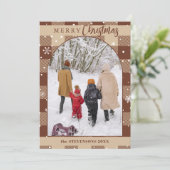 Chic Chocolate Buffalo Plaid Sneeuwvlokken Kerstmi Feestdagenkaart (Staand voorkant)