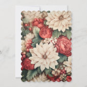 Chic Christas Bloemen Rood Groene Fotokaart Kaart (Achterkant)