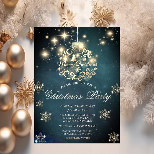 Chic Christmas Ball, Snowflakes Bedrijfsfeest Kaart