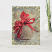 Chic Christmas Balls Red Bow Stars Company Feestdagen Kaart (Voorkant)