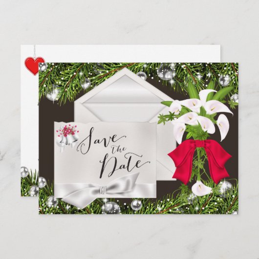 Chic Christmas Bewaar de datum Aankondigingskaart (Voorkant / Achterkant)