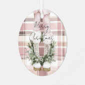 Chic Christmas Blush Pink Legs Laarzen Metalen Ornament (Voorkant links)