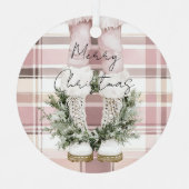 Chic Christmas Blush Pink Legs Laarzen Metalen Ornament (Voorkant)