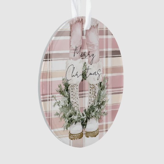 Chic Christmas Blush Pink Legs Laarzen Ornament (voorkant)