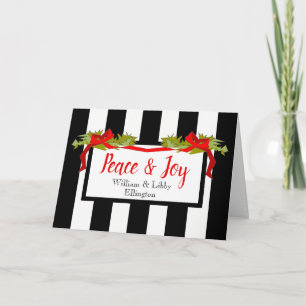 CHIC CHRISTMAS CARD_PEACE EN JOY STRIPES FEESTDAGEN KAART