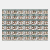 Chic Christmas Family Photo Collage Grey Green Inpakpapier Vel (Voorkant 3)