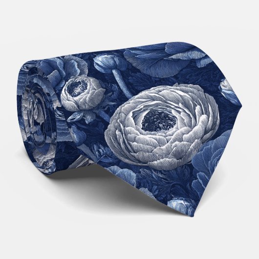 Chic Christmas Gift For Dad Ranunculus Flower Stropdas (Opgerold)