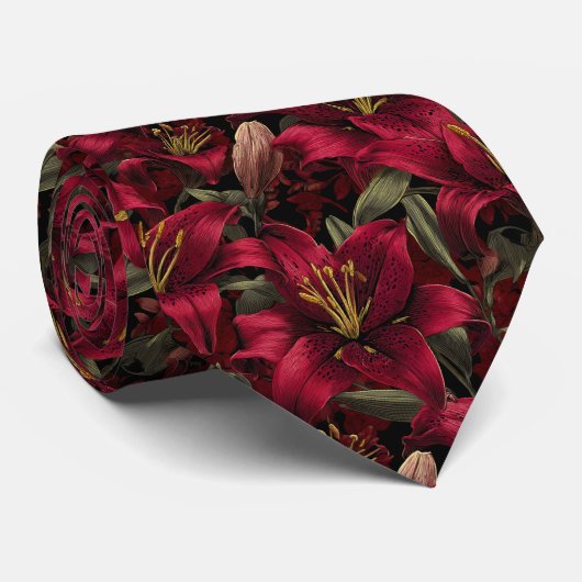 Chic Christmas Gift For Him Lilies Floral Stropdas (Opgerold)