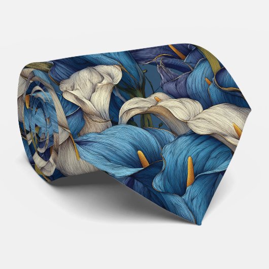 Chic Christmas Gift For Husband Calla Lilies Flora Stropdas (Opgerold)