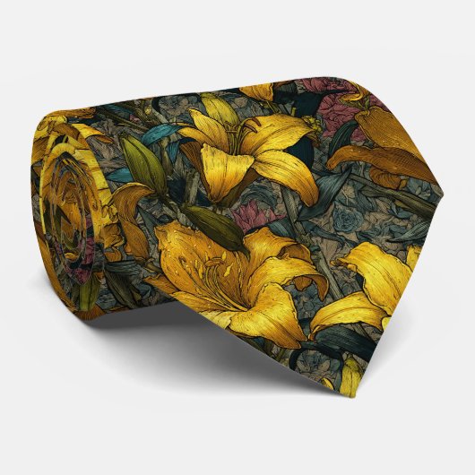 Chic Christmas Gift For Husband Lilies Stropdas (Opgerold)