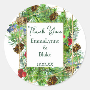 Chic Christmas Greenery Dank u bruiloft Sticker